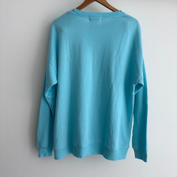 Wildfox Sweatshirt Womens Medium Roadtrip Aqua Sky Blue Oversized Sweater - Picture 5 of 5